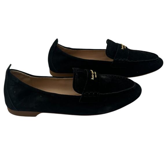Kate Spade Eliza Suede Leather Flat Slip On Loafer Moccasin Black Size 6B - Picture 3 of 9